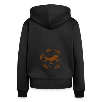 Salamander - Amphibie Tier - Frauen Premium Bio Zip Hoodie - Schwarz - Hinten - Julia (174cm)