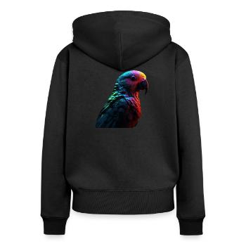La perruche rayonnante - Sweat à capuche zippé Premium bio Femme - noir - Dos - Julia (174cm)