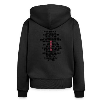 Berlin - Frauen Premium Bio Zip Hoodie - Schwarz - Hinten - Julia (174cm)