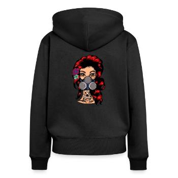 Femme rousse poilue avec - Sweat à capuche zippé Premium bio Femme - noir - Dos - Julia (174cm)