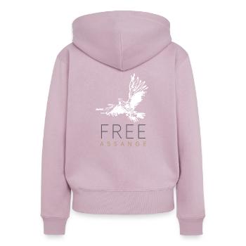 Free Assange Freiheit für Julian Assange Taube - Frauen Premium Bio Zip Hoodie - Altrosa - Hinten - Julia (174cm)