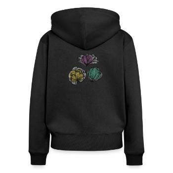 Abstract Fine Line Flowers Colorful - Women's Premium Organic Zip Hoodie - black - Back - Julia (174cm)