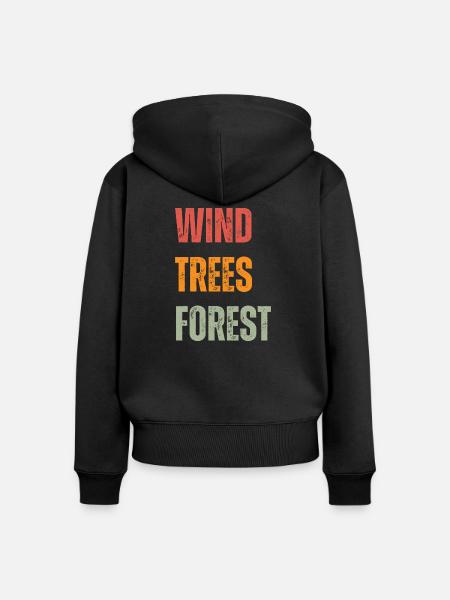 WTF - Wind Trees Forest - Frauen Premium Bio Zip Hoodie - Schwarz