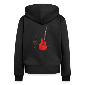 Guitare - Sweat à capuche zippé Premium bio Femme - noir - Dos - Julia (174cm)