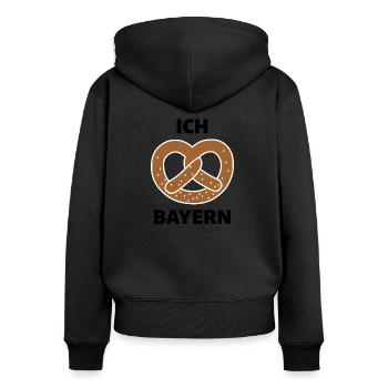 Ich mag Bayern - Frauen Premium Bio Zip Hoodie - Schwarz - Hinten - Julia (174cm)