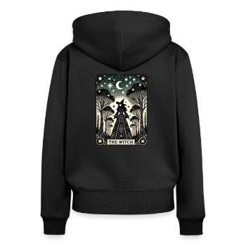 La sorcière - Sweat à capuche zippé Premium bio Femme - noir - Dos - Julia (174cm)