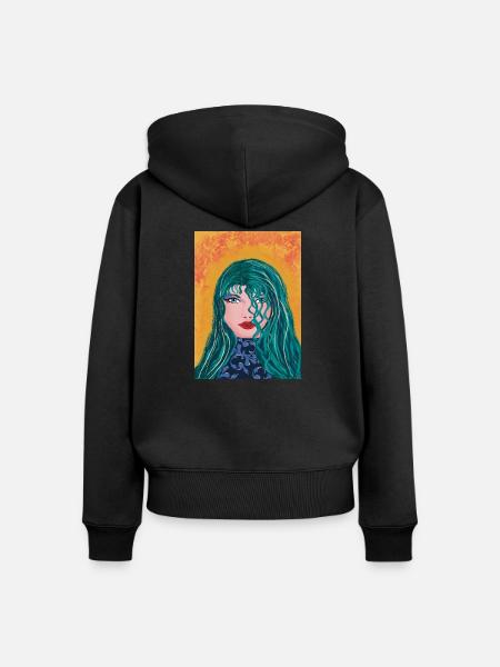 Celestia - Frauen Premium Bio Zip Hoodie - Schwarz