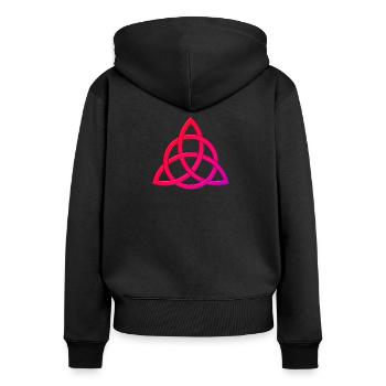 Triquetra mit Kreis - Frauen Premium Bio Zip Hoodie - Schwarz - Hinten - Julia (174cm)
