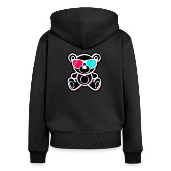 Cool Teddy Bear Tik Tok Style glitch Effekt - Frauen Premium Bio Zip Hoodie - Schwarz - Hinten - Julia (174cm)