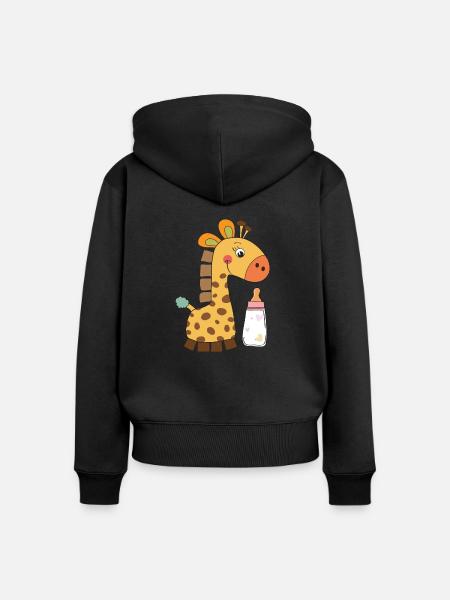 Giraffe - Geschenkidee - Frauen Premium Bio Zip Hoodie - Schwarz