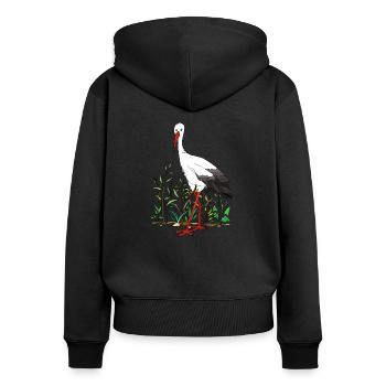 Storch - Frauen Premium Bio Zip Hoodie - Schwarz - Hinten - Julia (174cm)