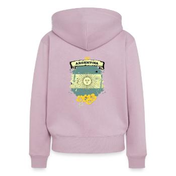 Argentine - Sweat à capuche zippé Premium bio Femme - rose poudré - Dos - Julia (174cm)