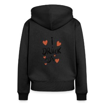 I drück di Bayrisch Volksfest - Frauen Premium Bio Zip Hoodie - Schwarz - Hinten - Julia (174cm)