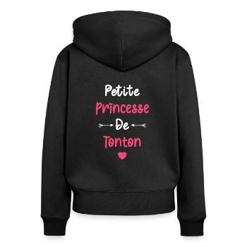 Petite princesse de Tonton - Sweat à capuche zippé Premium bio Femme - noir - Dos - Julia (174cm)