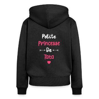Petite princesse de tata - Sweat à capuche zippé Premium bio Femme - noir - Dos - Julia (174cm)