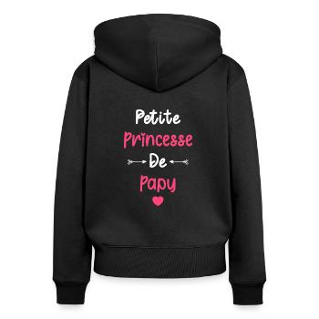 Petite princesse de papy - Sweat à capuche zippé Premium bio Femme - noir - Dos - Julia (174cm)