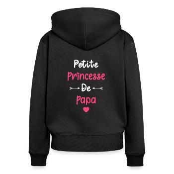 Petite princesse de papa - Sweat à capuche zippé Premium bio Femme - noir - Dos - Julia (174cm)