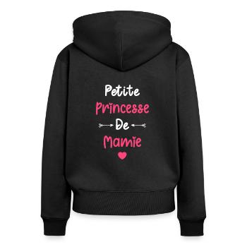 Petite princesse de mamie - Sweat à capuche zippé Premium bio Femme - noir - Dos - Julia (174cm)