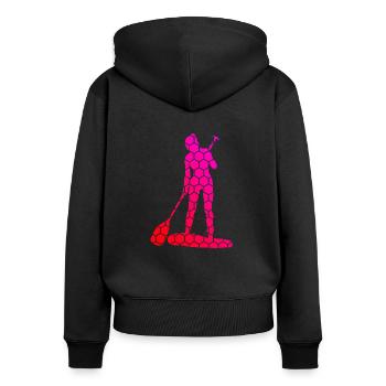 Sup Standup Paddling Stand up Paddling Board - Frauen Premium Bio Zip Hoodie - Schwarz - Hinten - Julia (174cm)