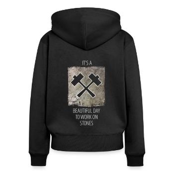 Steinmetz Steinbildhauer Spruch - Frauen Premium Bio Zip Hoodie - Schwarz - Hinten - Julia (174cm)