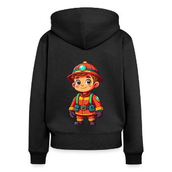 Héros en rouge le pompier - Sweat à capuche zippé Premium bio Femme - noir - Dos - Julia (174cm)