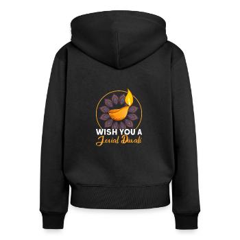 Diwali Hindus Sikh Fest der Lichter Geschenk - Frauen Premium Bio Zip Hoodie - Schwarz - Hinten - Julia (174cm)