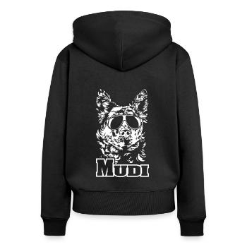 MUDI cool Sonnenbrille Hunde Hund - Frauen Premium Bio Zip Hoodie - Schwarz - Hinten - Julia (174cm)