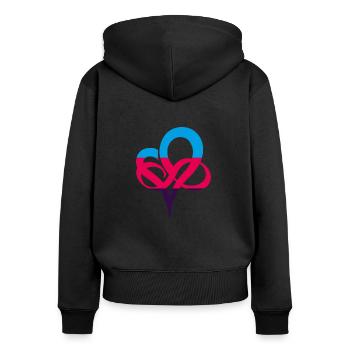 Polyamorie Flagge Infinity Heart Unendlichherz - Frauen Premium Bio Zip Hoodie - Schwarz - Hinten - Julia (174cm)