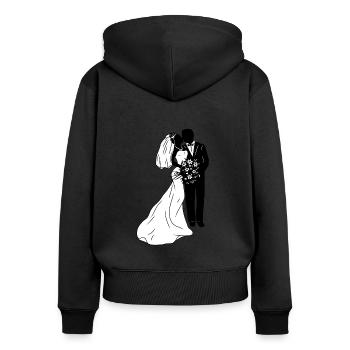 Wedding couple bride groom illustration marriage - Women's Premium Organic Zip Hoodie - black - Back - Julia (174cm)