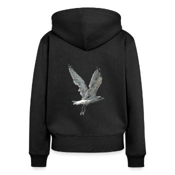 Möwen können stundenlang fliegen - Frauen Premium Bio Zip Hoodie - Schwarz - Hinten - Julia (174cm)