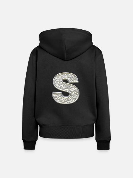 S, letter, initial, monogram, - Frauen Premium Bio Zip Hoodie - Schwarz