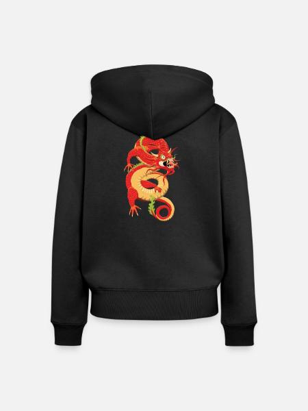 Chinesischer Drache - Frauen Premium Bio Zip Hoodie - Schwarz