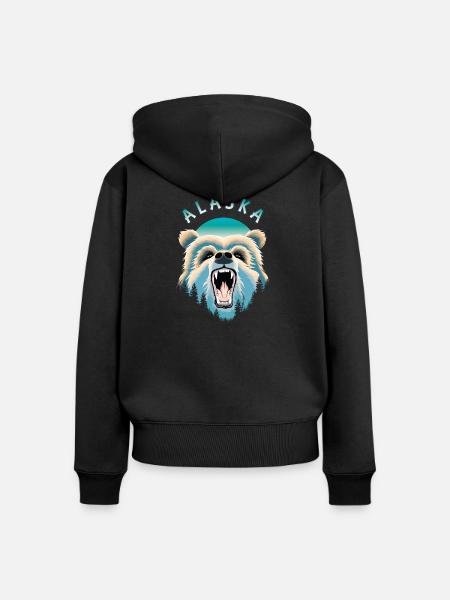 Alaska-Wildbär - Frauen Premium Bio Zip Hoodie - Schwarz
