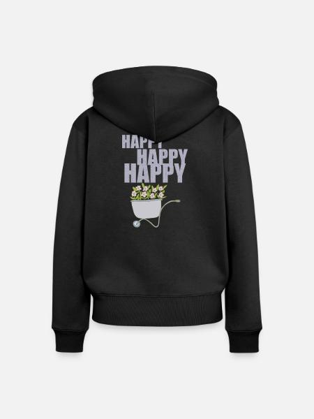 SCHUBKARREN HAPPY - Frauen Premium Bio Zip Hoodie - Schwarz