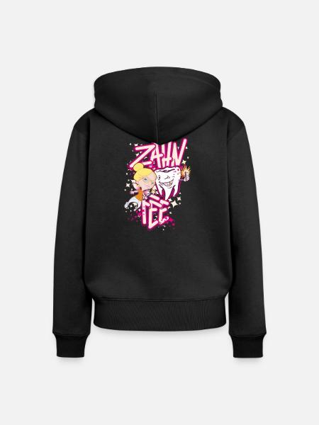 Zahnheldin Comiczauber - Frauen Premium Bio Zip Hoodie - Schwarz