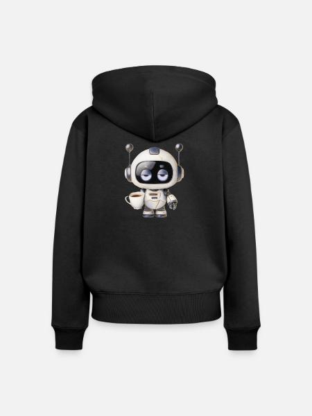 Roboter Kaffee - Frauen Premium Bio Zip Hoodie - Schwarz