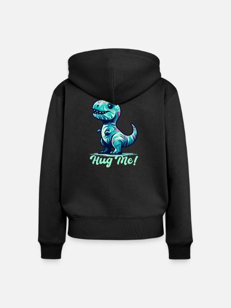 T-Rex Umarme mich Umarmen Geschenk - Frauen Premium Bio Zip Hoodie - Schwarz