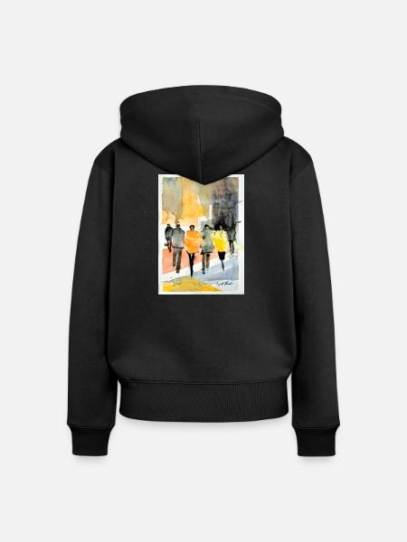 Menschen Fashion - Frauen Premium Bio Zip Hoodie - Schwarz