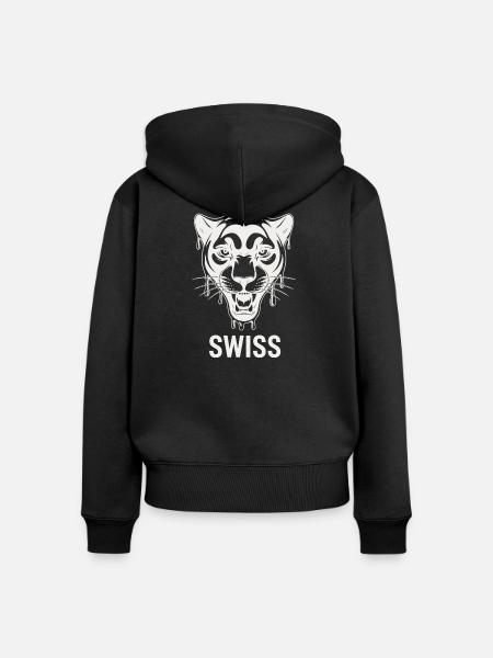Tropfender Tigerkopf Schweizer Stil - Frauen Premium Bio Zip Hoodie - Schwarz