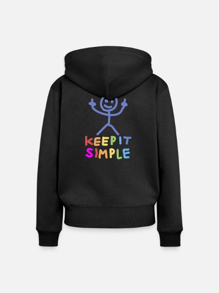 Strichmännchen Mittelfinger - Frauen Premium Bio Zip Hoodie - Schwarz