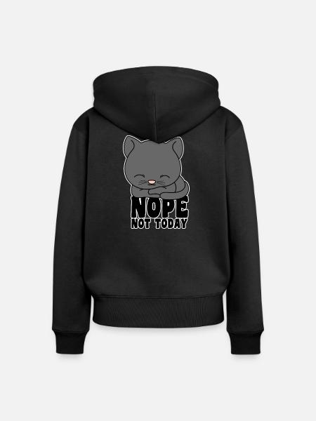 Katze - Nope not today - Frauen Premium Bio Zip Hoodie - Schwarz