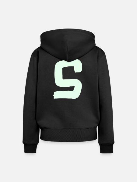 buchstabe_S- - Frauen Premium Bio Zip Hoodie - Schwarz