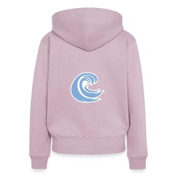 Experience the power of the wave - Women's Premium Organic Zip Hoodie - dusky pink - Back - Julia (174cm)