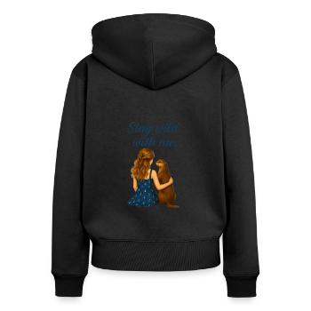 Stay Wild with Me – Otter und Brünette Frau - Frauen Premium Bio Zip Hoodie - Schwarz - Hinten - Julia (174cm)