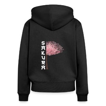 Sakura Tree Japanese Cherry Blossoms - Women's Premium Organic Zip Hoodie - black - Back - Julia (174cm)