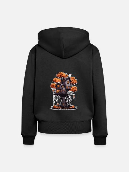 Baumhaus / Baumkrone / Baumhütte / Abenteuer - Frauen Premium Bio Zip Hoodie - Schwarz