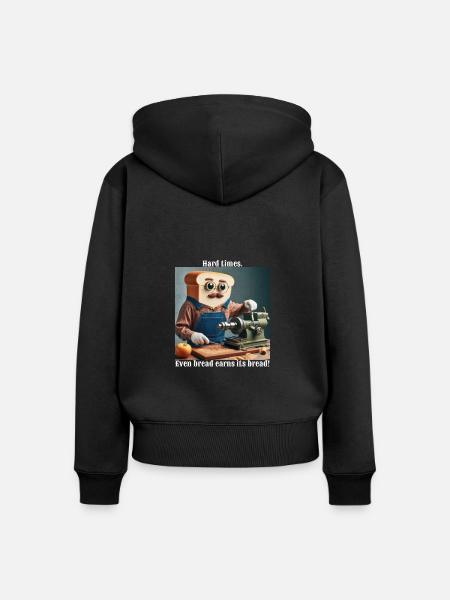 Harte Zeiten - Frauen Premium Bio Zip Hoodie - Schwarz