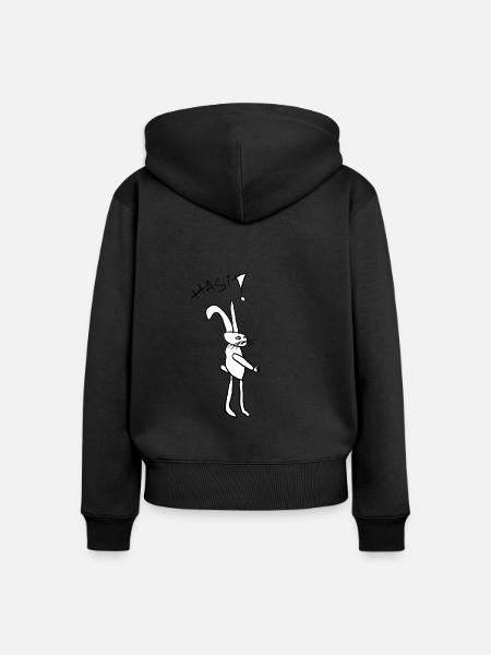 Hase - Frauen Premium Bio Zip Hoodie - Schwarz