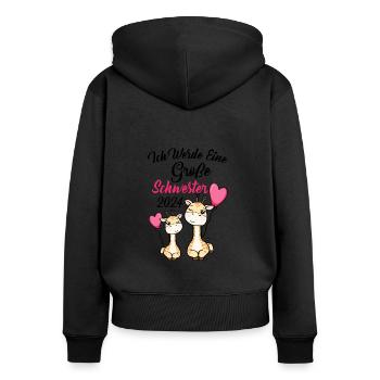 Große Schwester 2024 - Frauen Premium Bio Zip Hoodie - Schwarz - Hinten - Julia (174cm)
