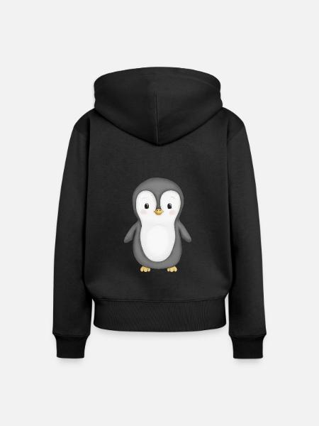 süßer Pinguin - Frauen Premium Bio Zip Hoodie - Schwarz